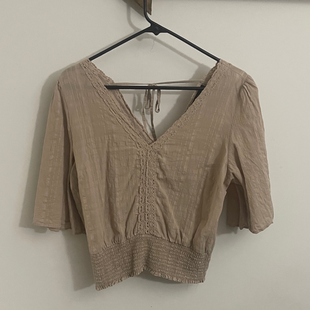Almost Famous Beige V-Neck Blouse